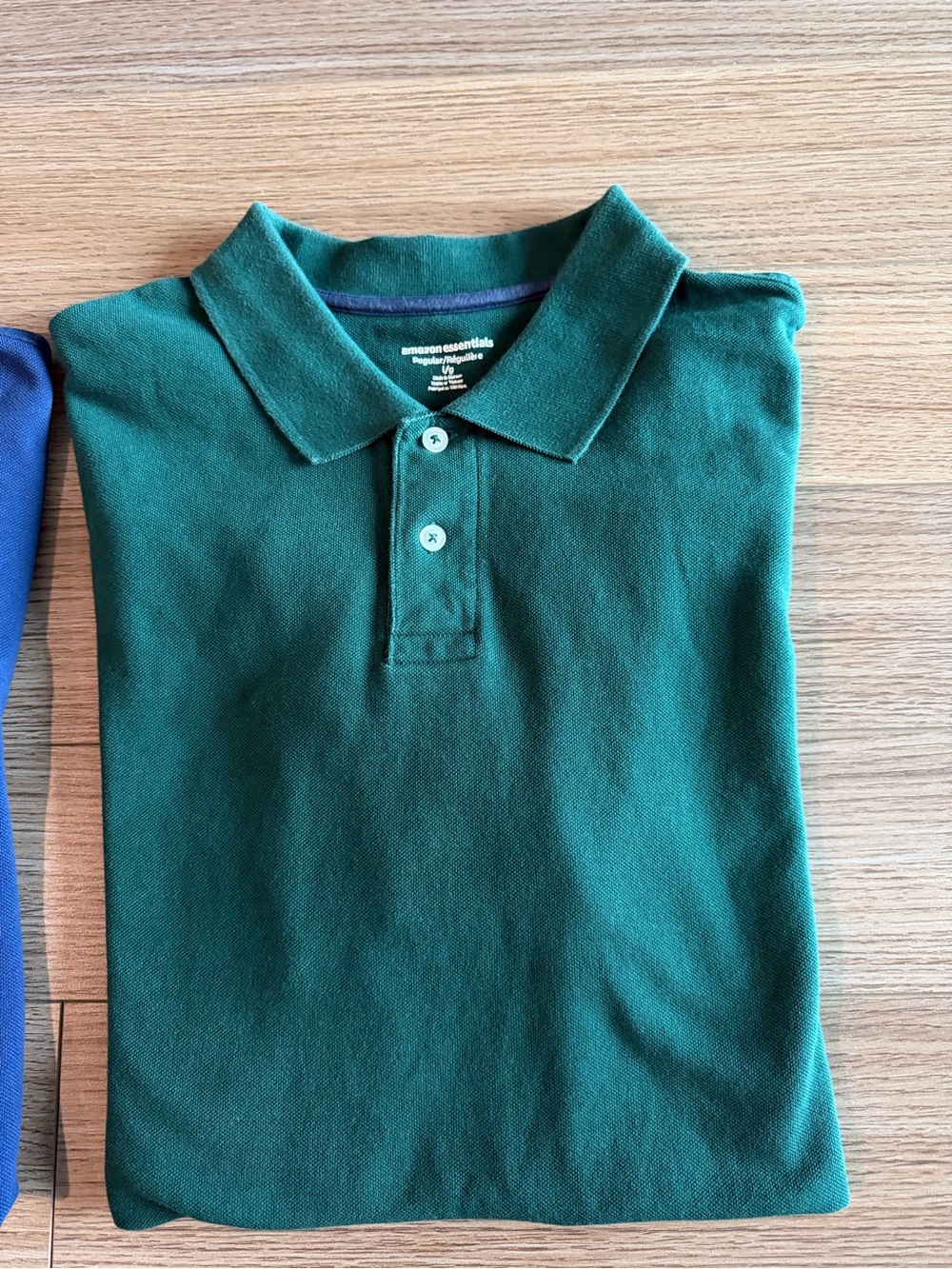 Amazon Essentials Men's Large Cotton Polo Shirts Set of 2 Navy Blue Green - Picture 3 of 13